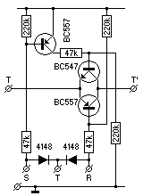 Schaltbild eines bipolaren Transistor–Schalters.