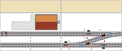 Zeichnung: zwei parallele Gleise mit Gleisverbindung über Weichen.