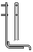 Zeichnung einer Trittstufe mit einem Halter aus Flacheisen.