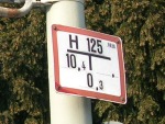 Schild für einen Hydranten mit 125 mm Nennweite an einem Straßenschild–Mast.