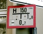 Hydranten–Schild für 150 Millimeter Nennweite.