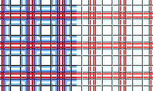 Ausschnitt eines Karo–Musters, links normal, rechts sehr hell.