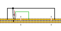 Gleis mit zwei elektrischen Trennstellen in einer Schiene, Kabel, Signal.
