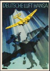 Postkarte der Lufthansa mit Flugzeug über Europa, um 1935 (Bild: Deutsche Lufthansa AG D 50-14-28).