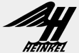 Logo: Schriftzug „Heinkel” und großem Buchstaben H mit einem Flügel.
