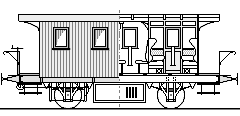 Zeichnung: bayerischer Personenwagen, rechte Hälfte als Schnittbild.