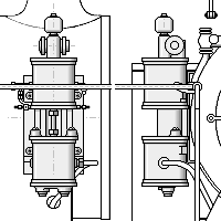 Zeichnung der Druckluftpumpe einer Lokomotive.