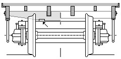 Schnittzeichnung in Fahrtrichtung: Drehgestell.