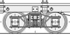 Zeichnung: Güterwagen–Drehgestell amerikanischer Bauart.