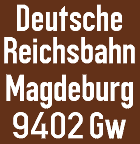 Schrift–Beispiel: Magdeburg 9402 Gw.
