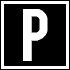 Weißes P auf schwarzem Grund für „Privatwagen”.
