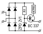 Schaltung mit Transistor als Spannungsregler.