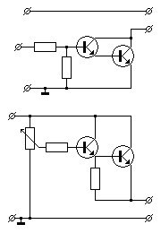 Schaltbilder von Darlington–Schaltungen.