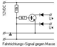 Schaltplan: Invertierung des Fahrtrichtungs–Signals.