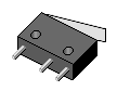 Räumliche Zeichnung eines Mikroschalters mit Wippe.