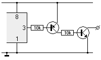 Zwei Transistoren vertauschen die An– und Aus–Zeiten.