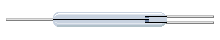 Zeichnung: Glasröhrchen mit einem Umschaltkontakt darin.