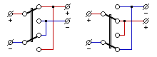 Umpolung mit zweipoligem Schalter.