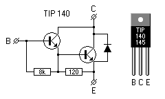 Internes Schaltbild und Anschlussbelegung des Transistors.