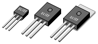 Räumliche Zeichnung: drei verschiedene Transistoren.