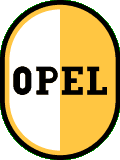 Emaille–Schild: „Opel”.