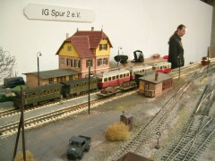 Güterbahnhof Aalen im Maßstab 1:22,5 auf einer Ausstellungsanlage.