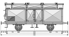 Zeichnung: Schmalspur–Klappdeckelwagen.