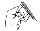 Zeichnung: Finger mit Werkstück und Feile.