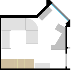 Grundriss: Kleines Zimmer mit Arbeits– und Bastelplatz.