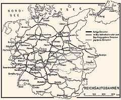 Karte der Reichsautobahnen.