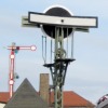 Ein Abdrücksignal und die Vorserien–Ellok E03 001 von 1965.