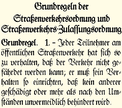 Faksimile der Regel § 1 in Druck–Frakturschrift.