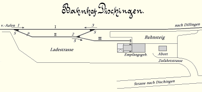 Der Gleisplan des Bahnhofs Dischingen im Jahr 1907.