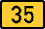 Zeichnung: gelbes Schild mit schwarzem Rand und Aufschrift „35”.