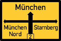 Zeichnung: Vor–Wegweiser für eine Kreuzung.