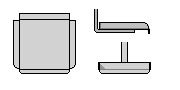 Zeichnung einer Trittfläche mit vier gebogenen Kanten.