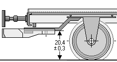 Zeichnung: Wagenende im Seitenschnitt mit Kupplungs–Deichsel und Kupplung.