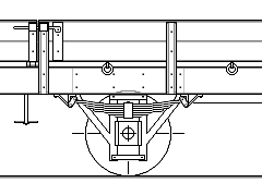 Ausschnitt der großen Zeichnung des Wagens im Bereich eines Achslagers.