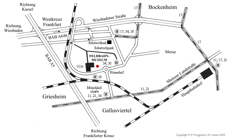 Karte: der Bereich um das Rebstockgelände in Frankfurt am Main.