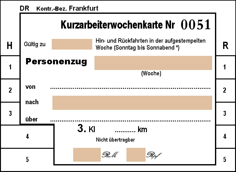 Faksimile: Kurzarbeiter–Wochenkarte.