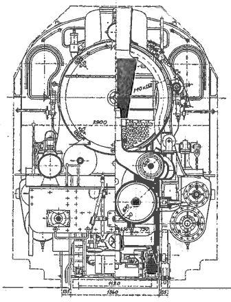 HochUndash; und Niederdruckzylinder an einer Schnellzug–Damplok (pr. S 10).