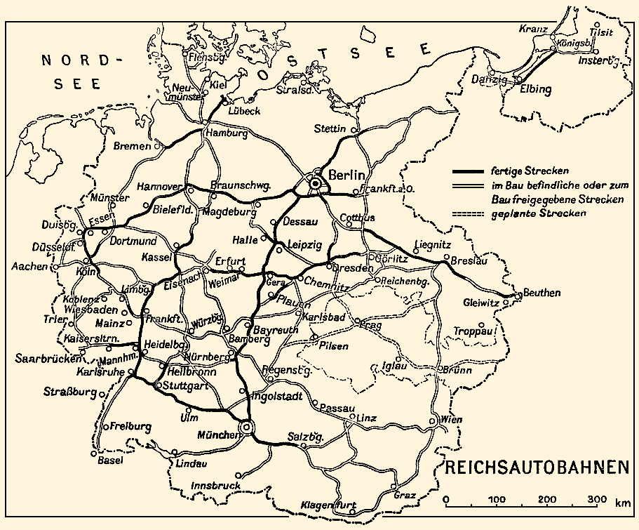 Karte des Gebiets von Deutschland 1940 (Deutschland, Tschechei, Österreich) mit schwarzen Linien auf hellem Grund.