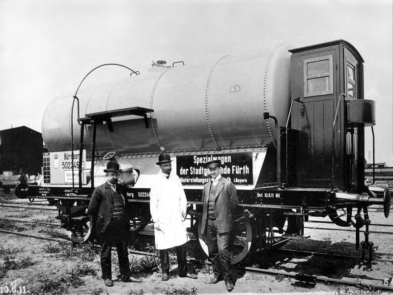 Ein bayerischer Kesselwagen der Stadt Fürth, Juni 1911.